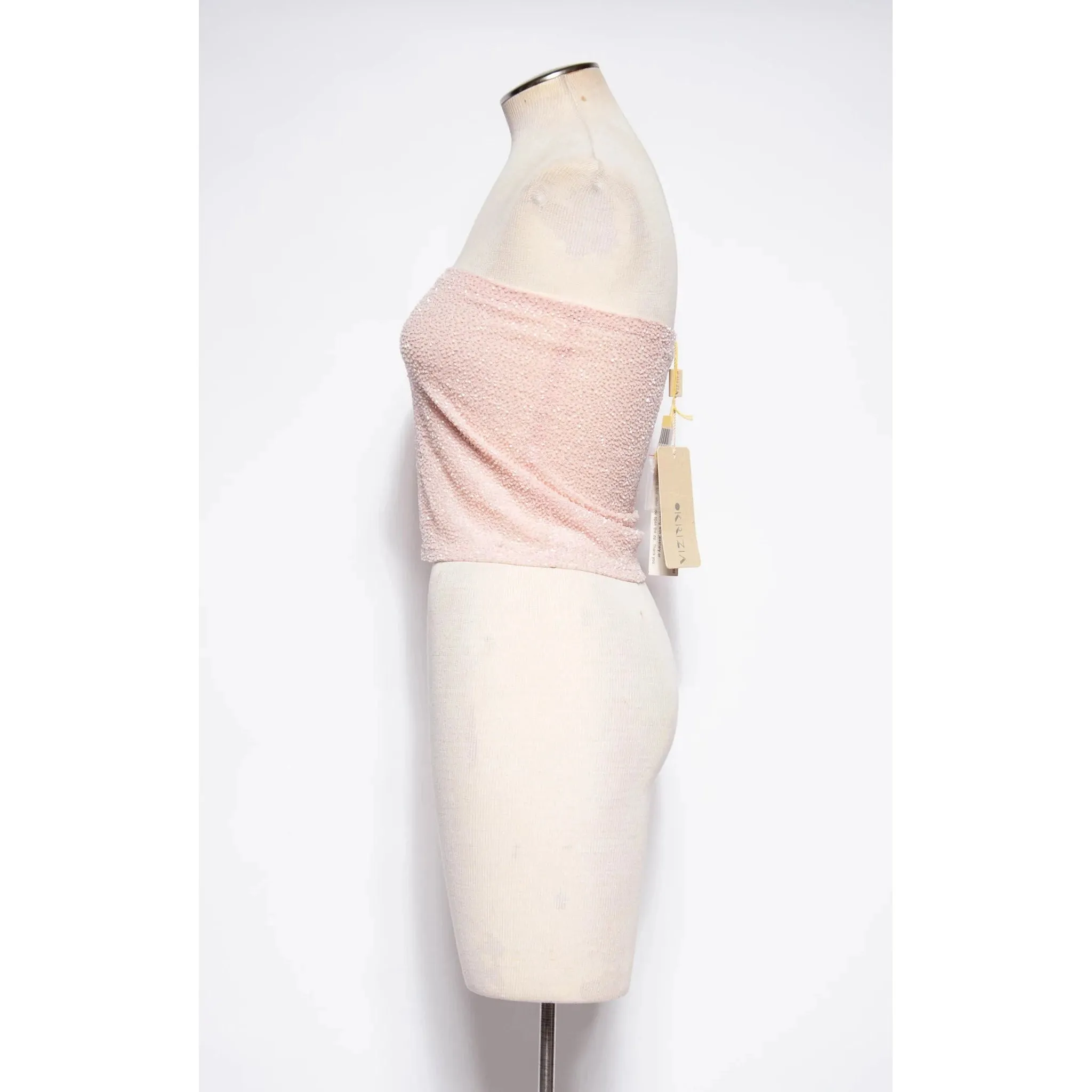 KRIZIA 90s/00 Pink Beaded Tube Top W Tags | S/M