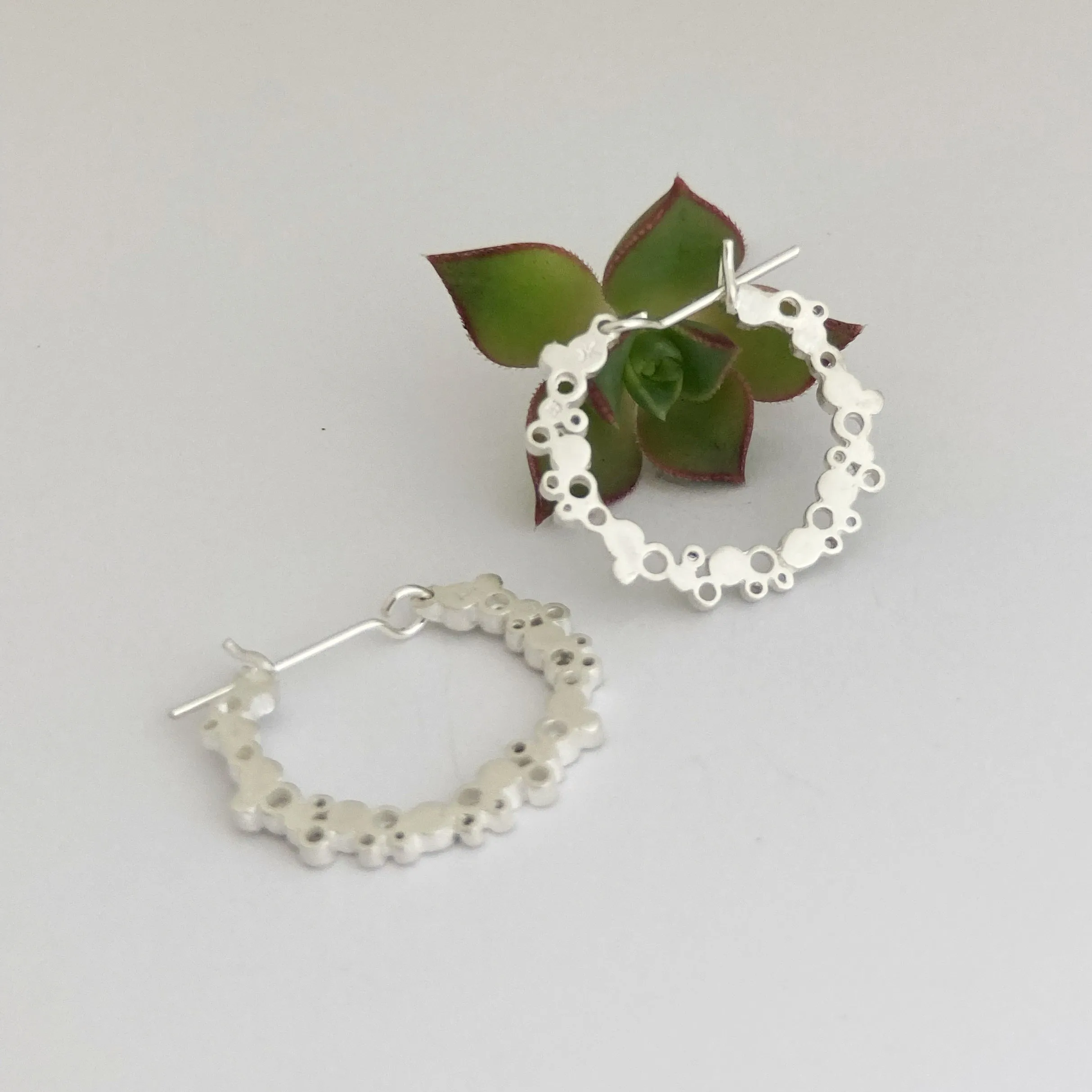 Large Halo Sterling Silver Hoops