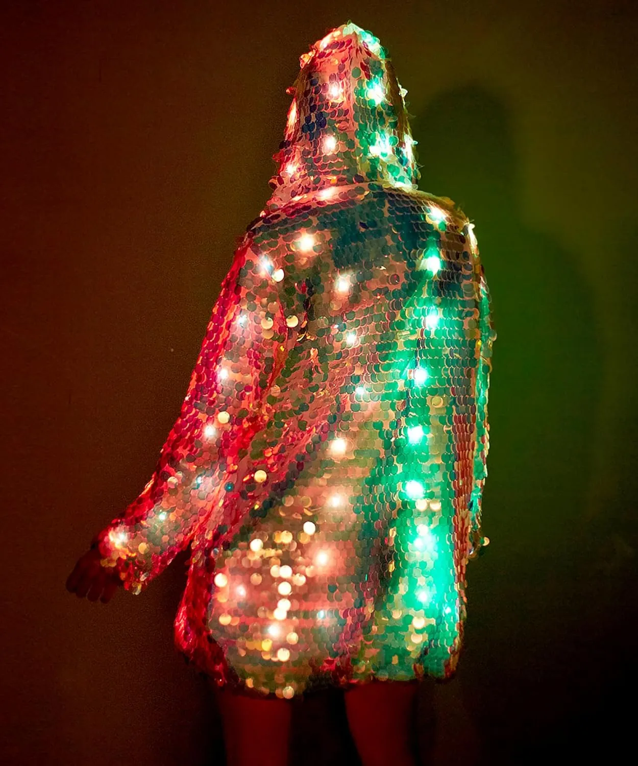 LED Light up Sequin Jacket For Women Flash Sparkly Coat Led Rave Costume Festival Outfits Great For Parties Halloween