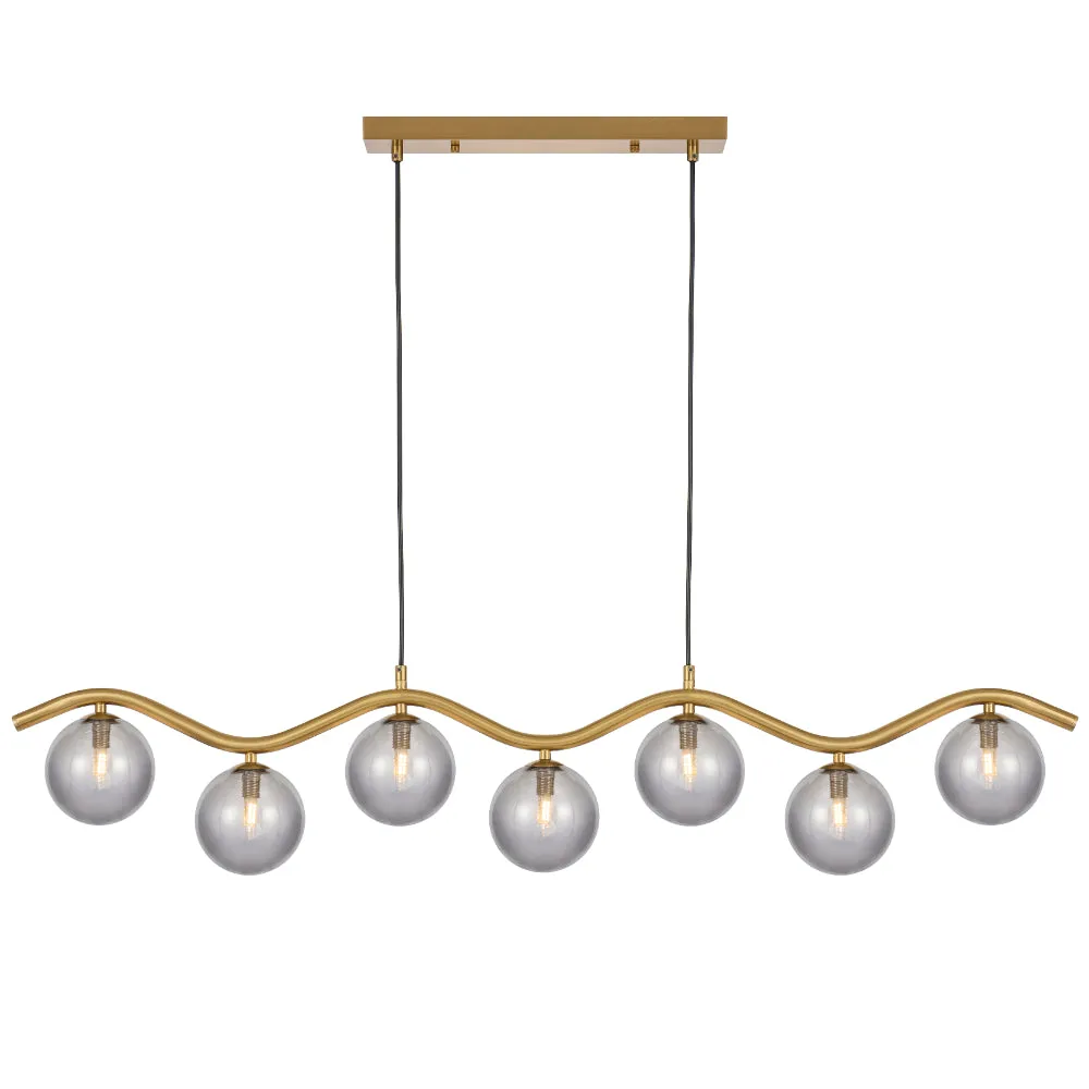 ORTON 7 LIGHT PENDANT ANTIQUE GOLD