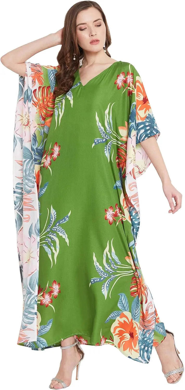 Oussum Women Long Maxi Plus Size Polyester Kaftan Caftan Gown Beach Party Casual Dress