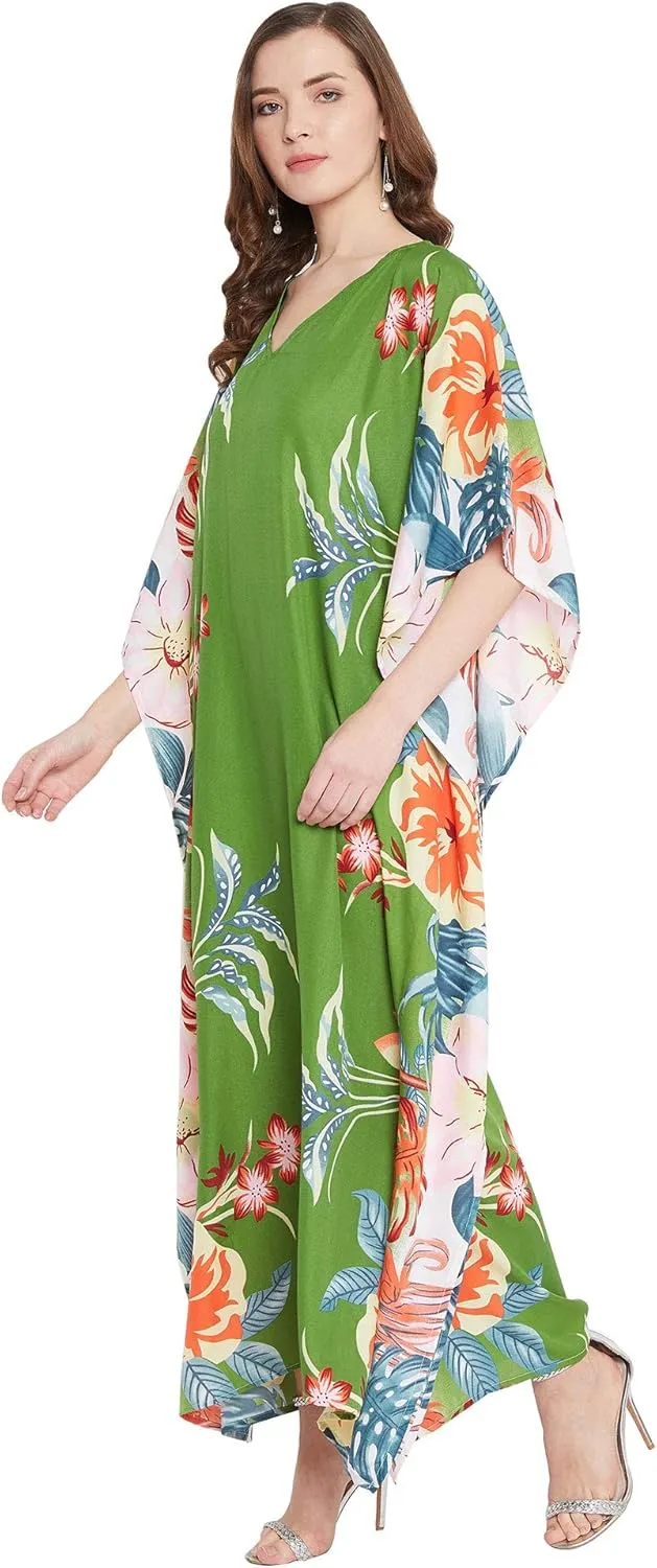 Oussum Women Long Maxi Plus Size Polyester Kaftan Caftan Gown Beach Party Casual Dress