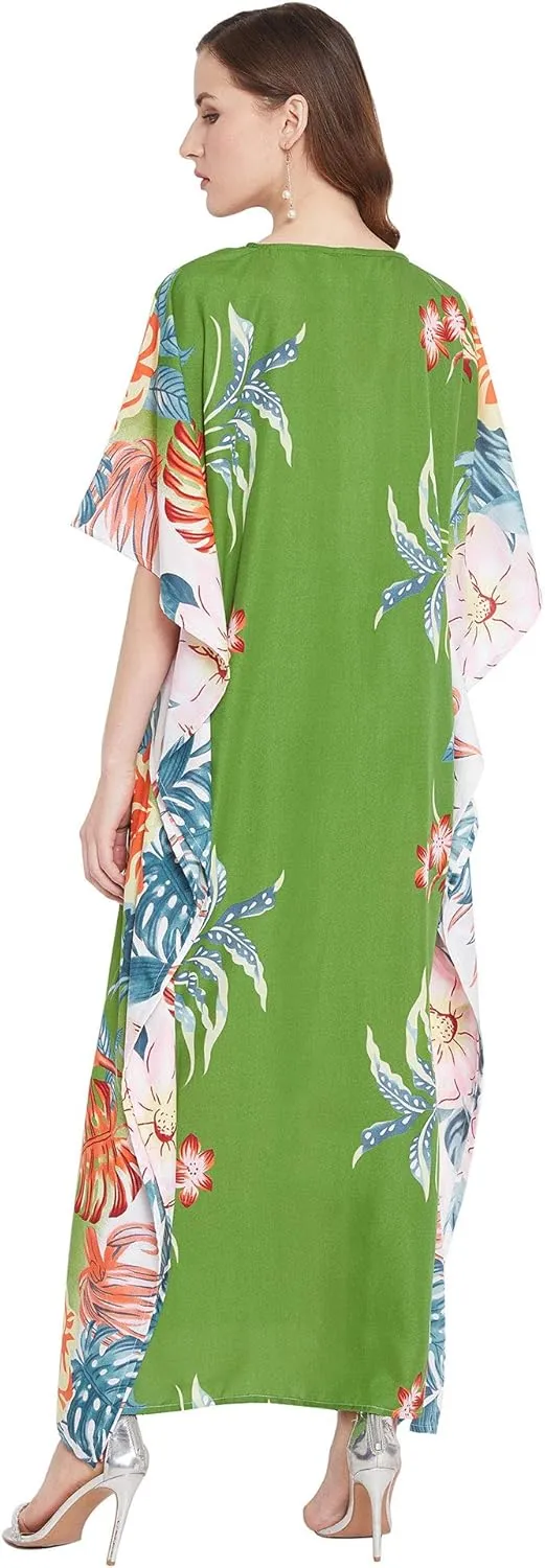 Oussum Women Long Maxi Plus Size Polyester Kaftan Caftan Gown Beach Party Casual Dress