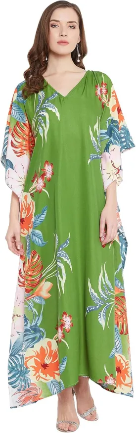 Oussum Women Long Maxi Plus Size Polyester Kaftan Caftan Gown Beach Party Casual Dress