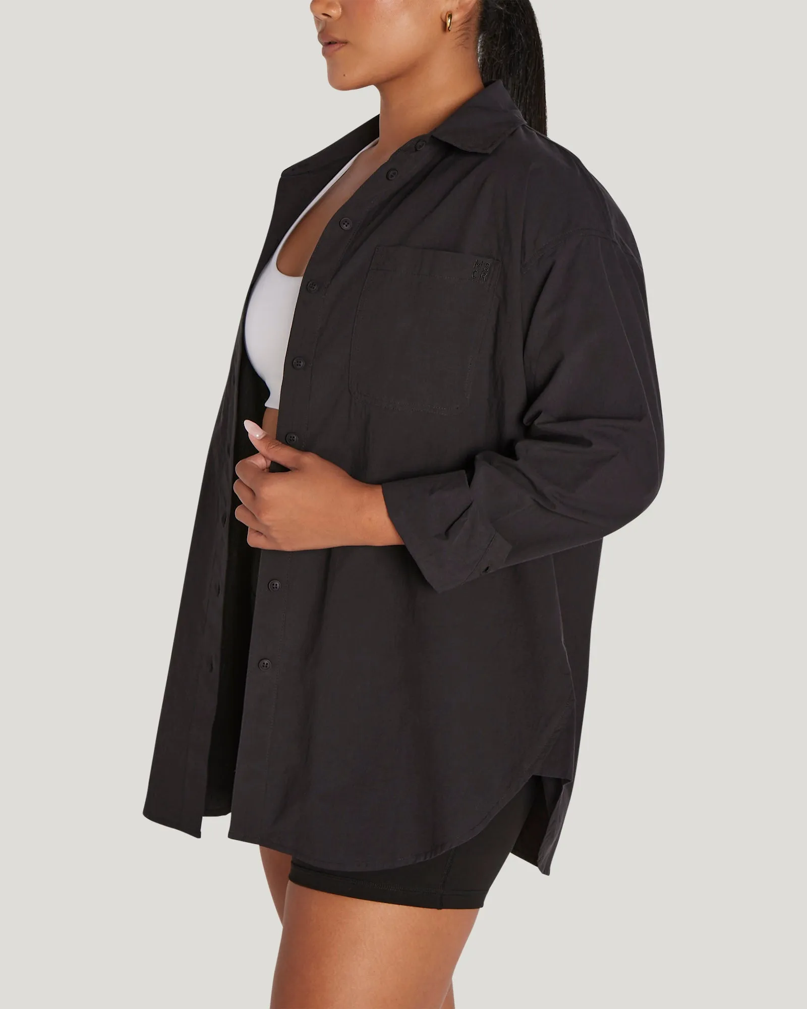 OVERSIZED BUTTON UP SHIRT - BLACK