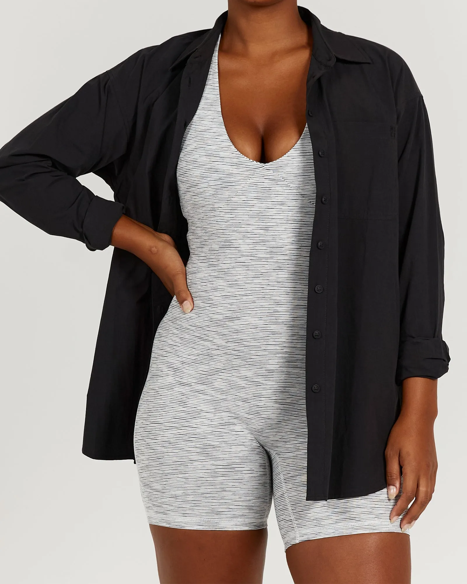 OVERSIZED BUTTON UP SHIRT - BLACK