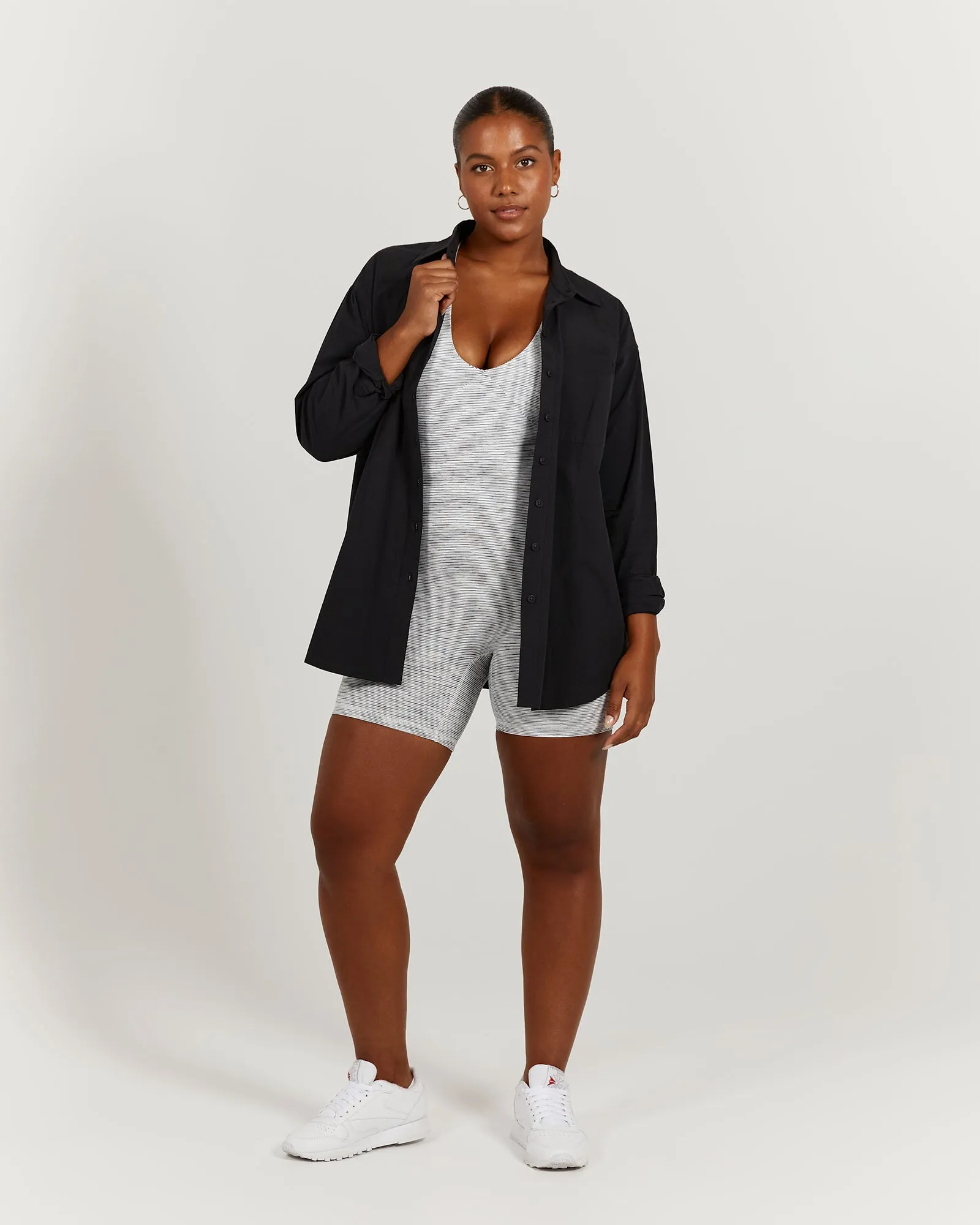 OVERSIZED BUTTON UP SHIRT - BLACK