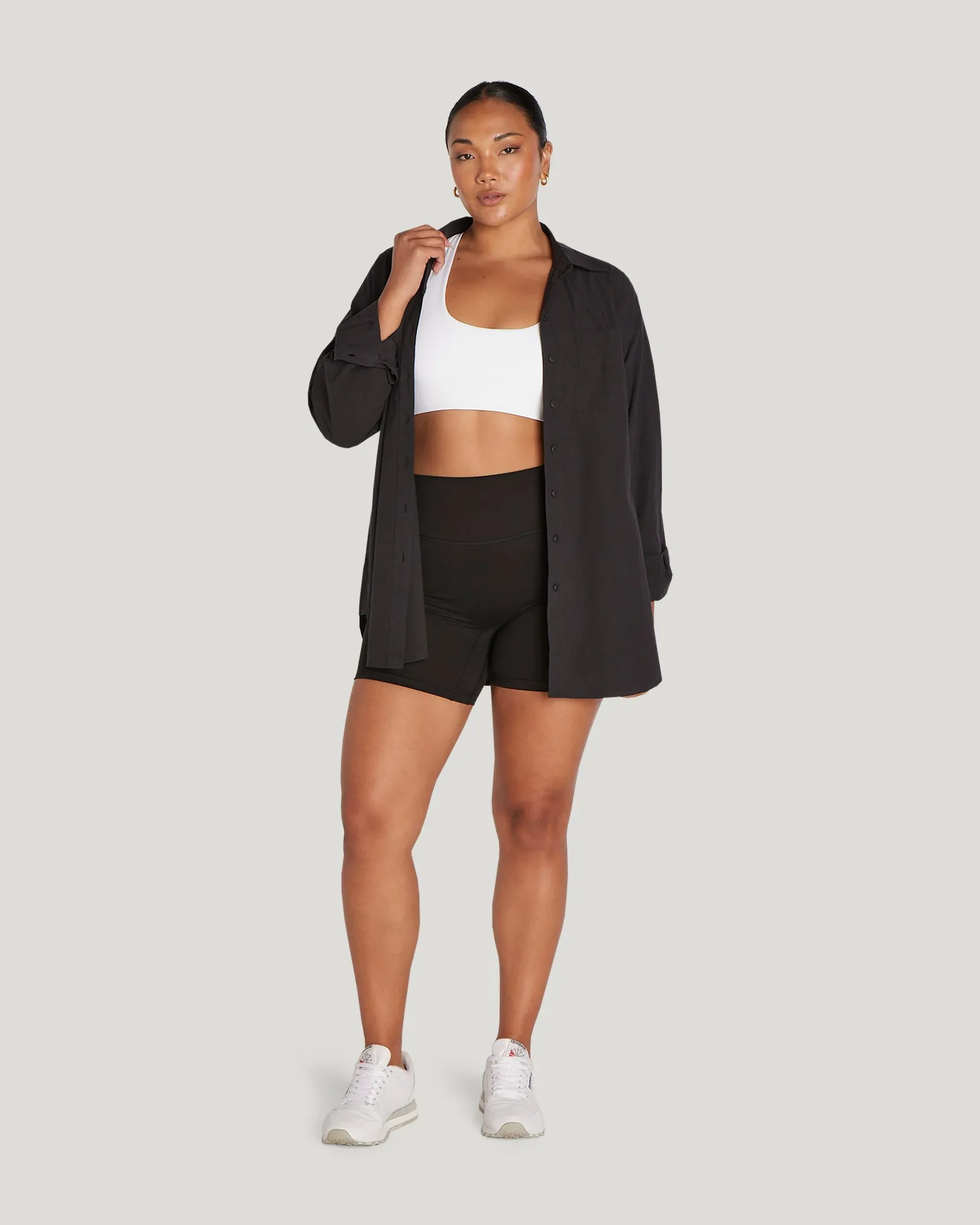 OVERSIZED BUTTON UP SHIRT - BLACK