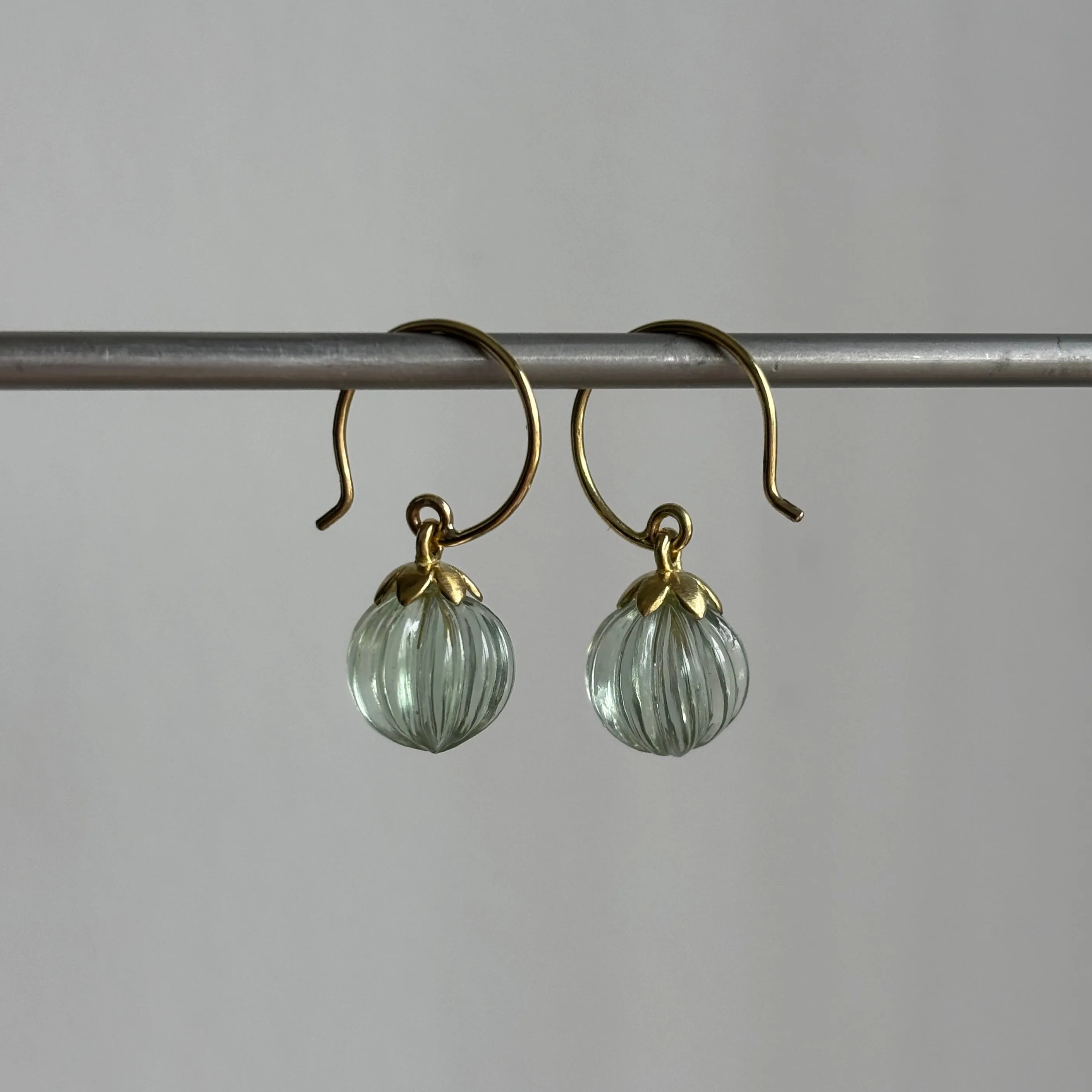 Prasiolite Lotus Earrings