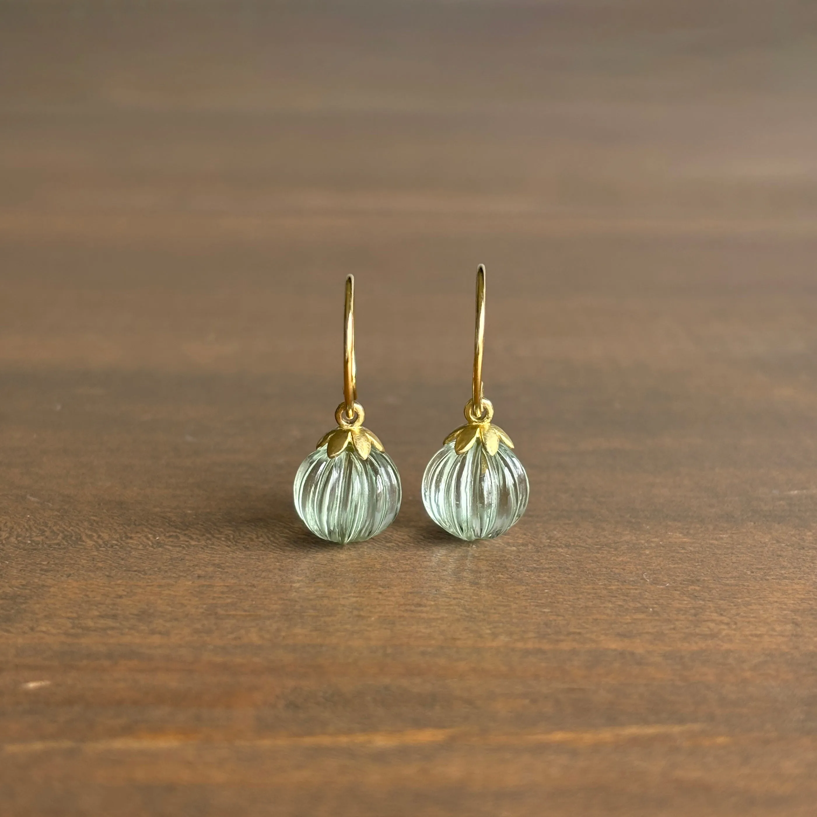Prasiolite Lotus Earrings
