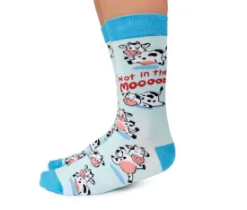 "Moody Cow"  Cotton Crew Socks by Uptown Sox - Medium