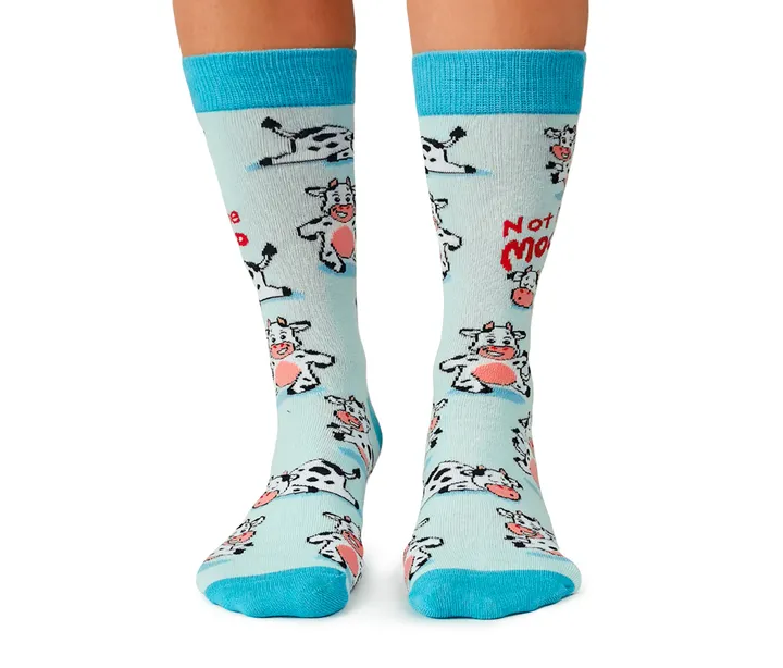 "Moody Cow"  Cotton Crew Socks by Uptown Sox - Medium