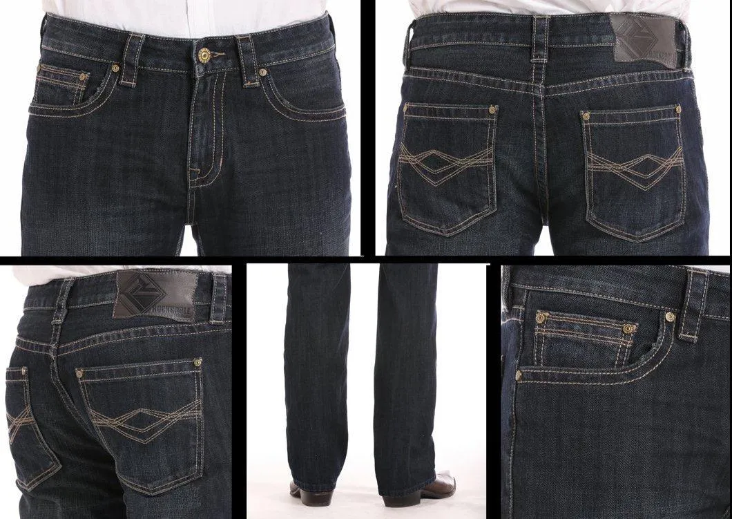 Rock & Roll Cowboy Pistol Regular Fit Straight Leg Dark Wash Jeans M1P5131