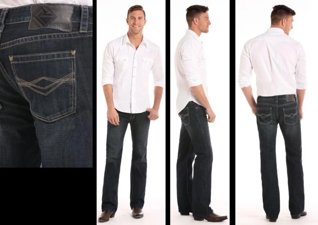 Rock & Roll Cowboy Pistol Regular Fit Straight Leg Dark Wash Jeans M1P5131