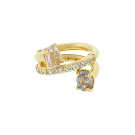Romeo and Juliet Ring with a Band of Sapphires and Spinel Ends