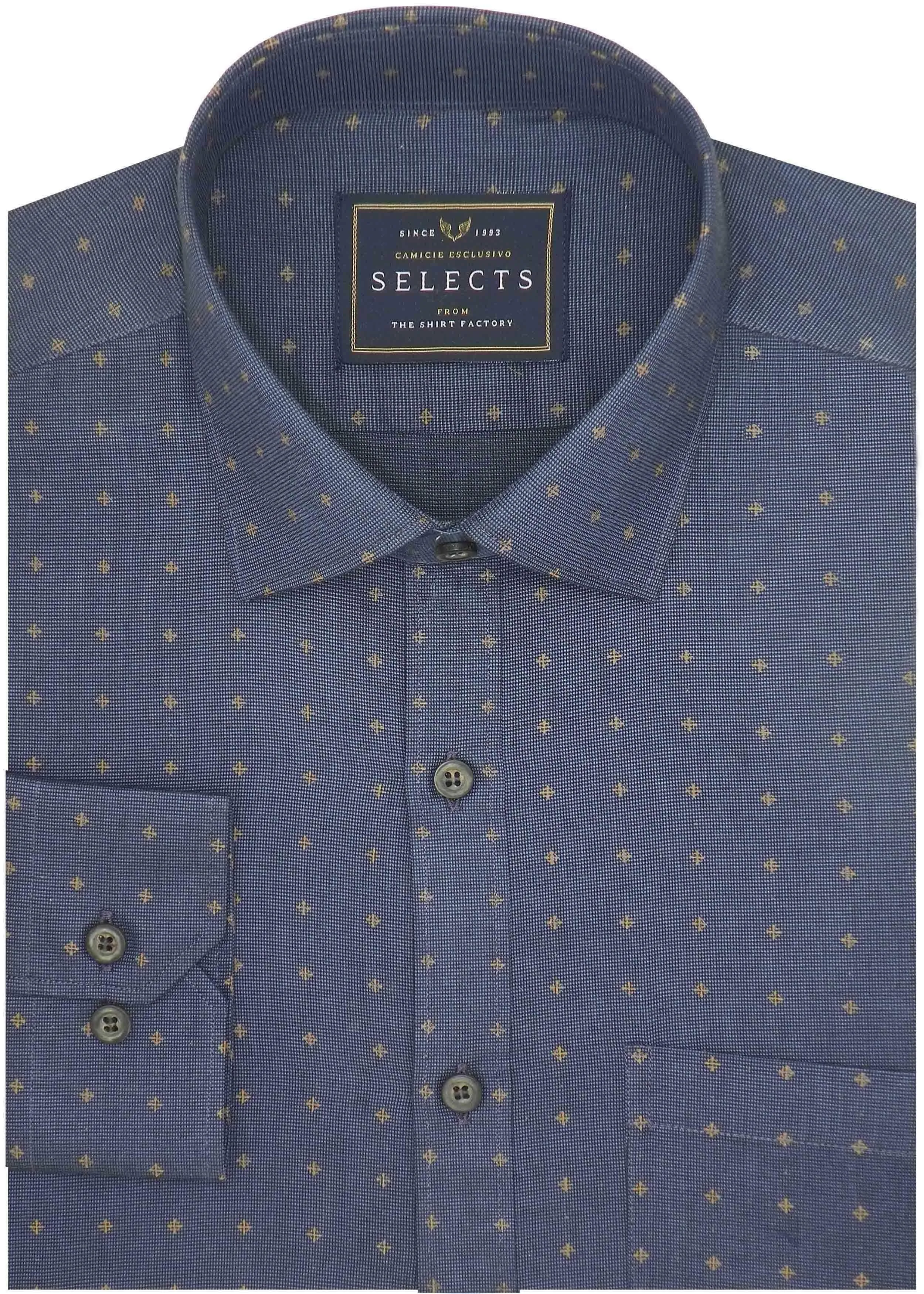 Selects Premium Giza Cotton Printed Shirt Light Blue - (0450)