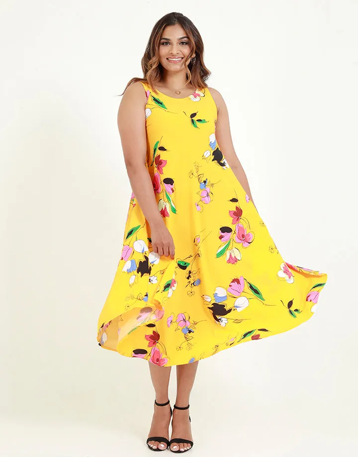 Sleeveless Printed Midi Dress