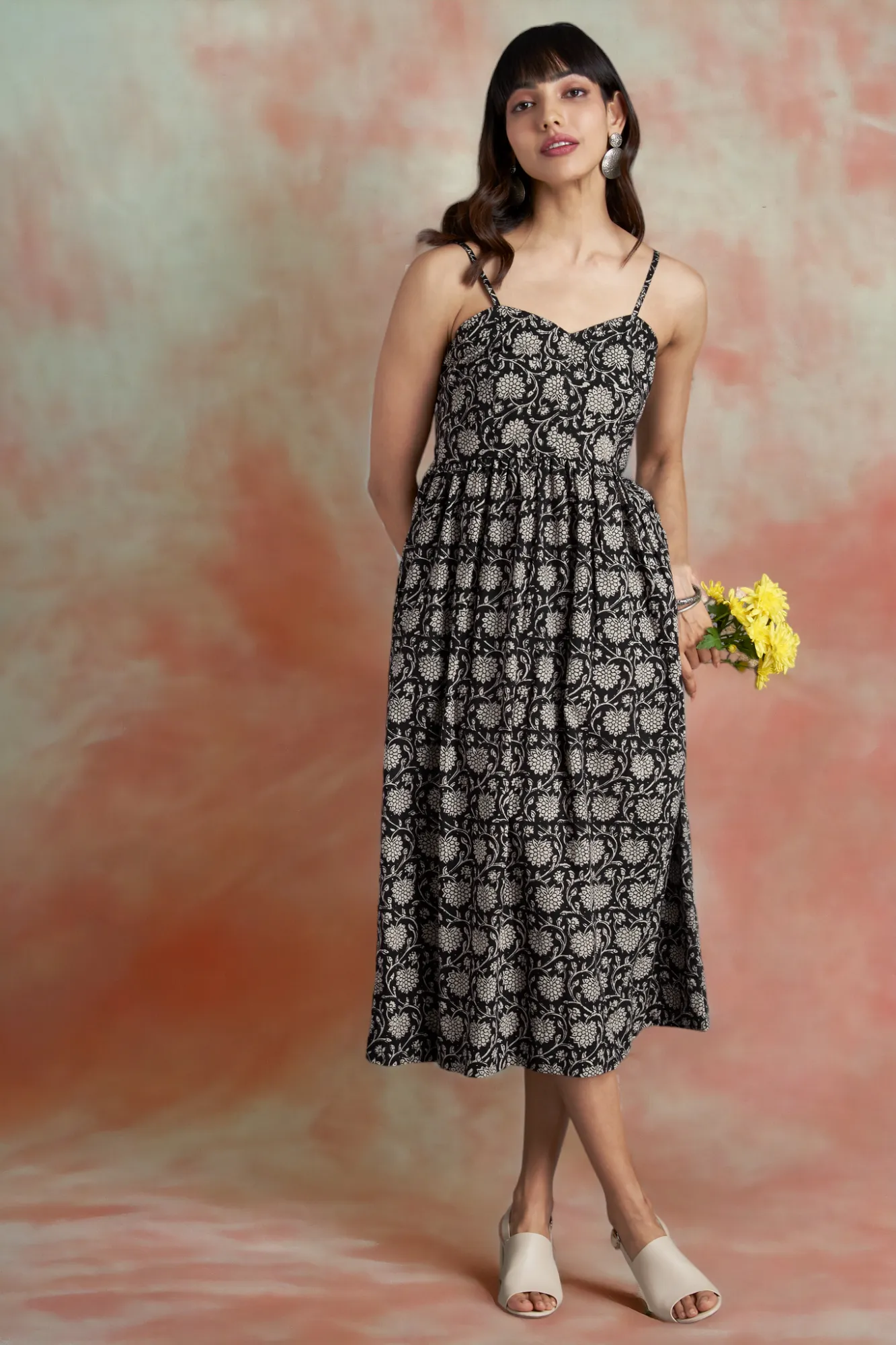 strap dress - chrysanthemum bloom & twilight radiance