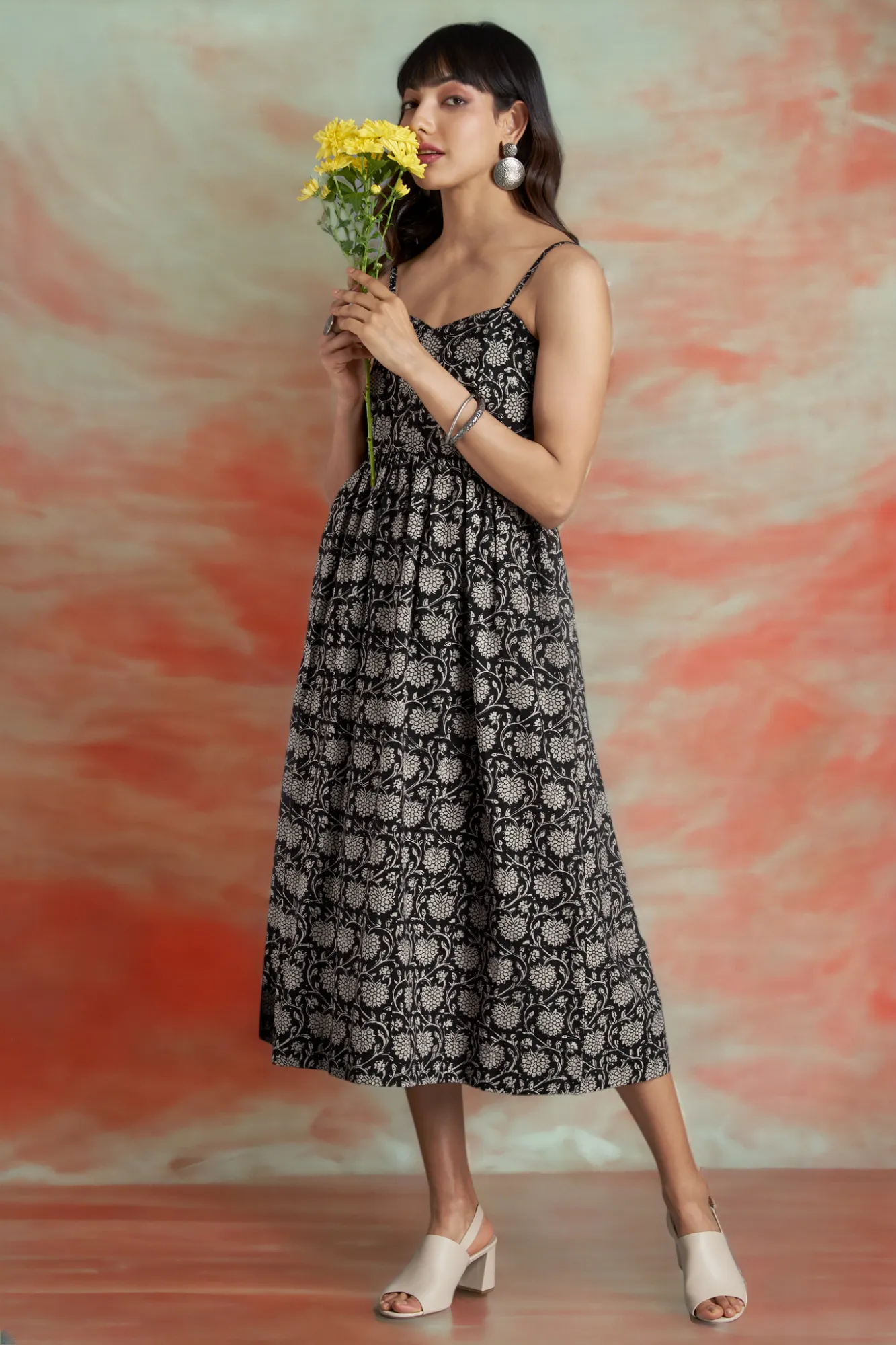 strap dress - chrysanthemum bloom & twilight radiance