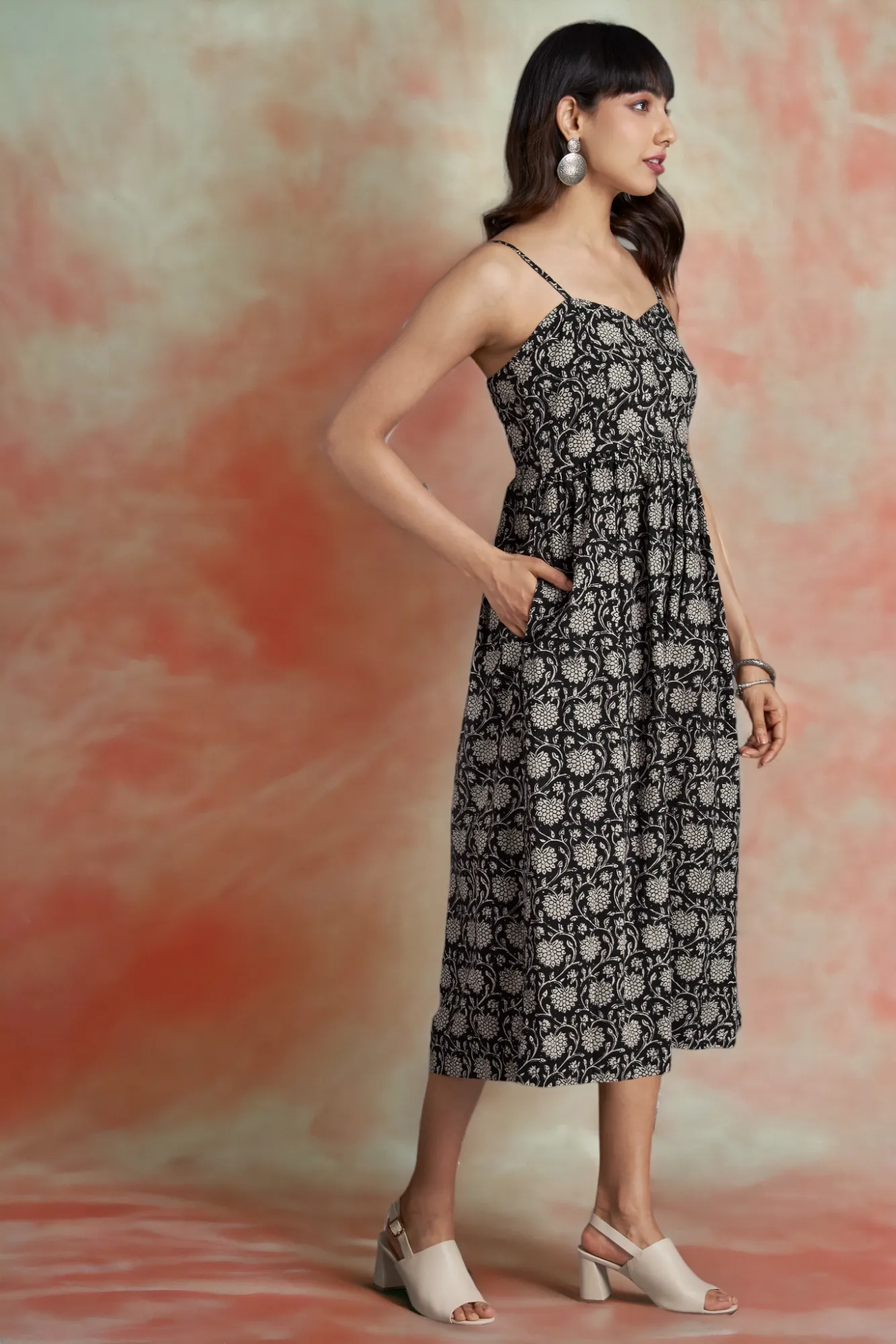 strap dress - chrysanthemum bloom & twilight radiance
