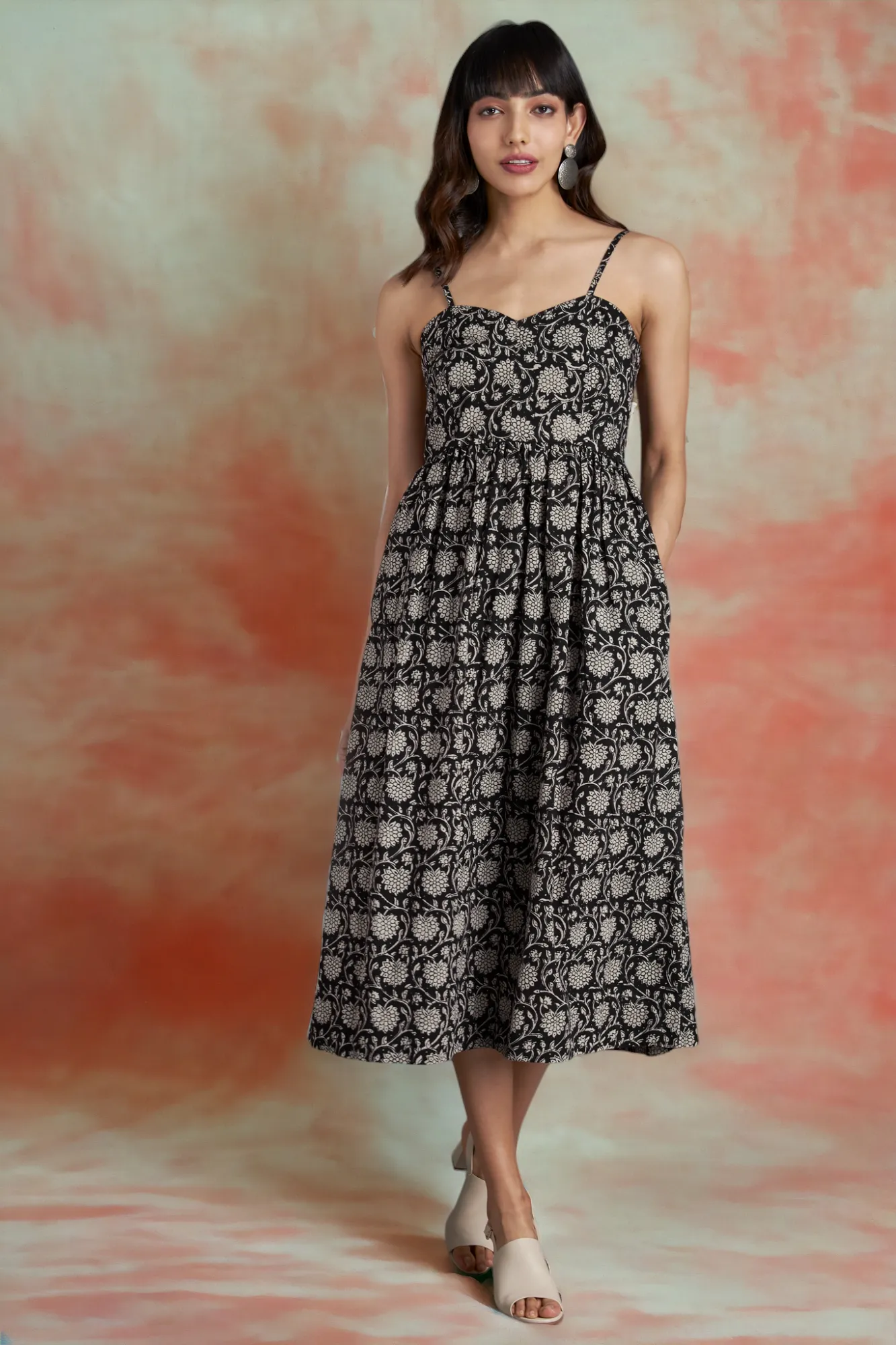strap dress - chrysanthemum bloom & twilight radiance