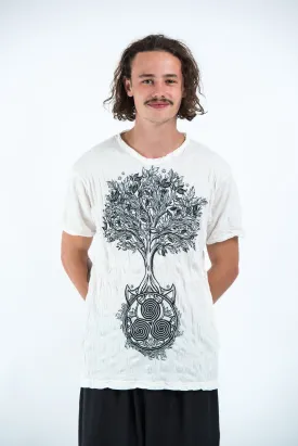 Sure Design Mens Celtic tree T-Shirt White