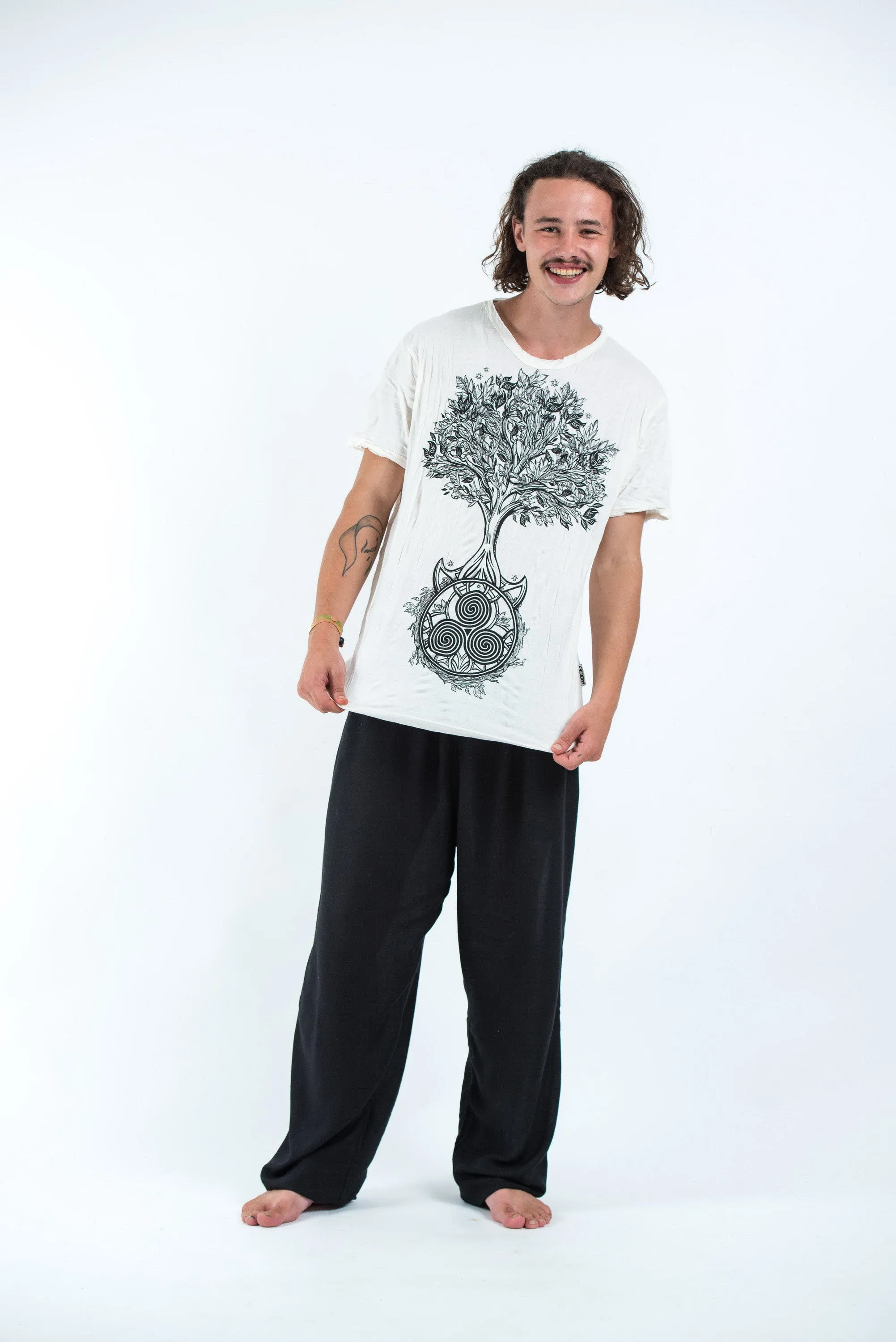 Sure Design Mens Celtic tree T-Shirt White