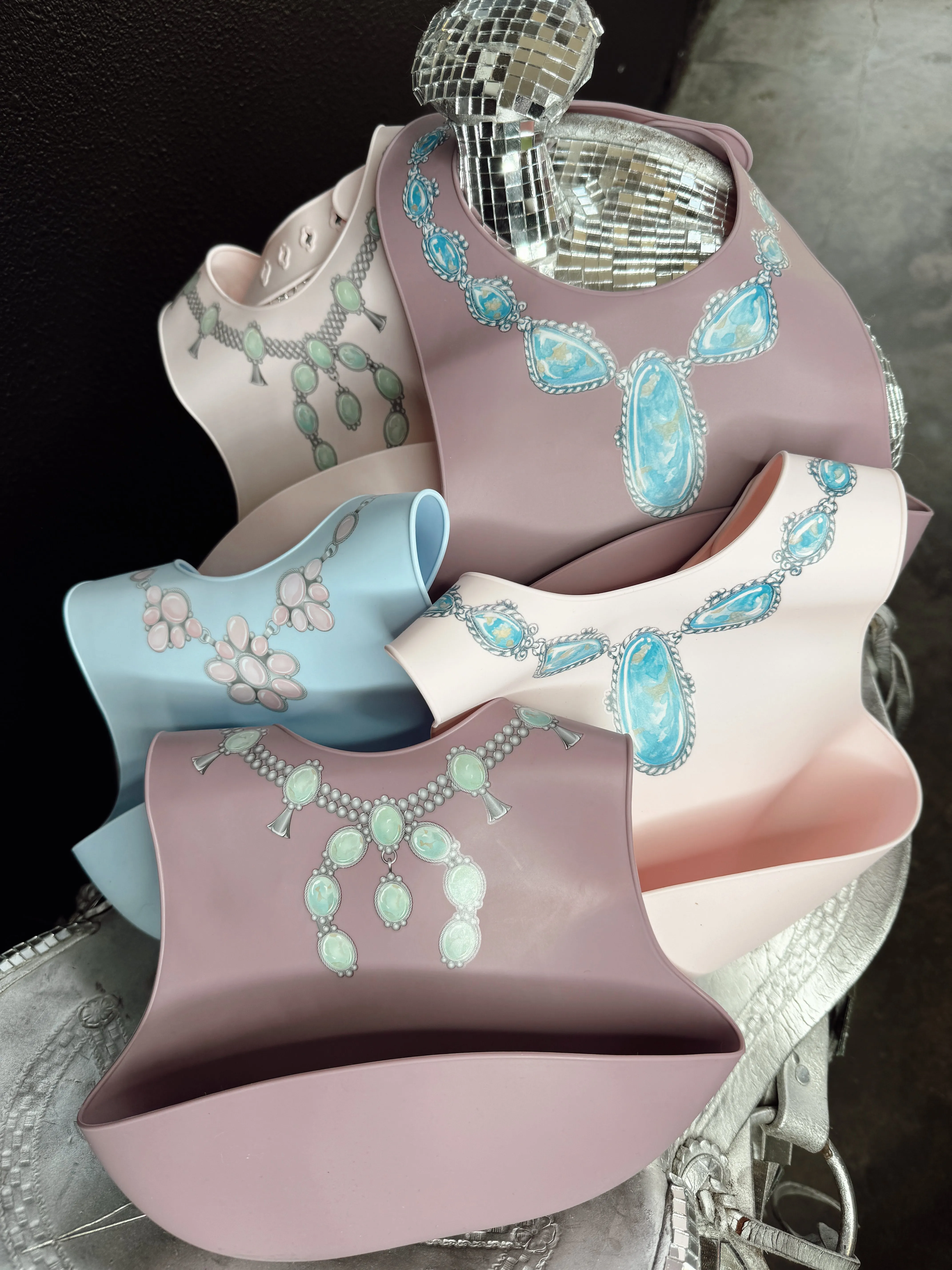The Turquoise Lariat Silicone Bib in Purple