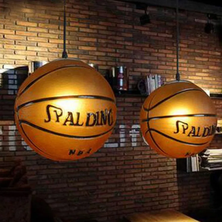 Vintage Basketball Pendant Light Glass Led Hanging Lamp for Kid's Room