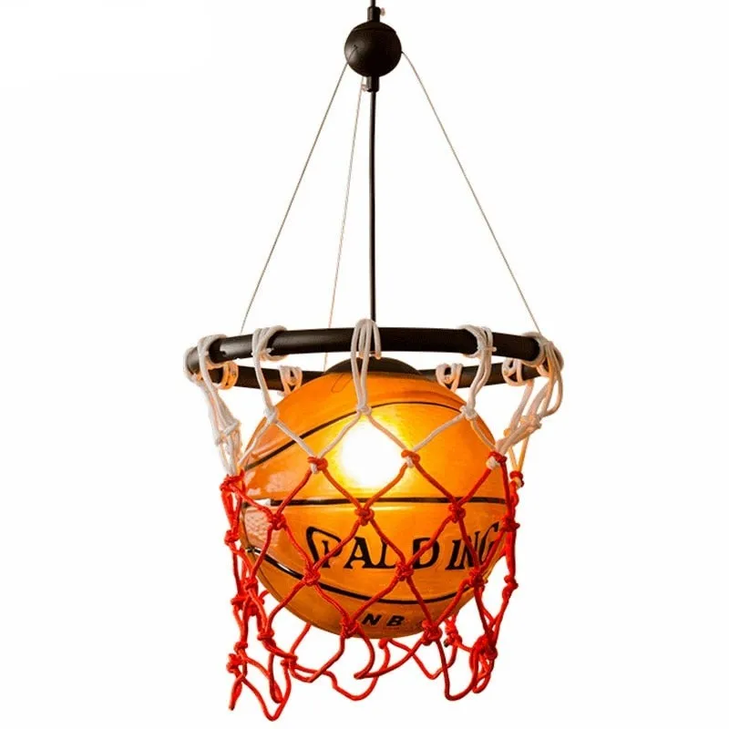 Vintage Basketball Pendant Light Glass Led Hanging Lamp for Kid's Room