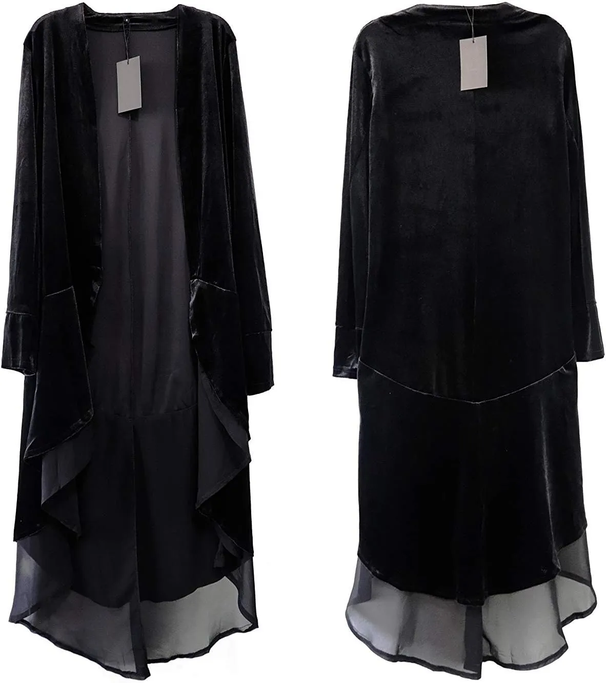 Women Ruffled Asymmetric Long Velvet Blazers Coat Casual Jackets