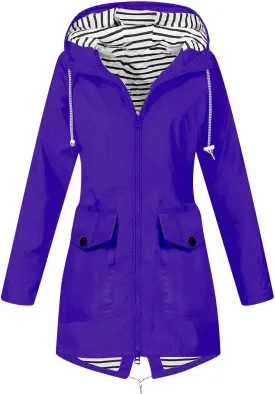 ZEFOTIM Raincoat for Women with Hood Waterproof Light Weight Casual Raincoat with Pockets Zip Up Hiking Jackets Clothes